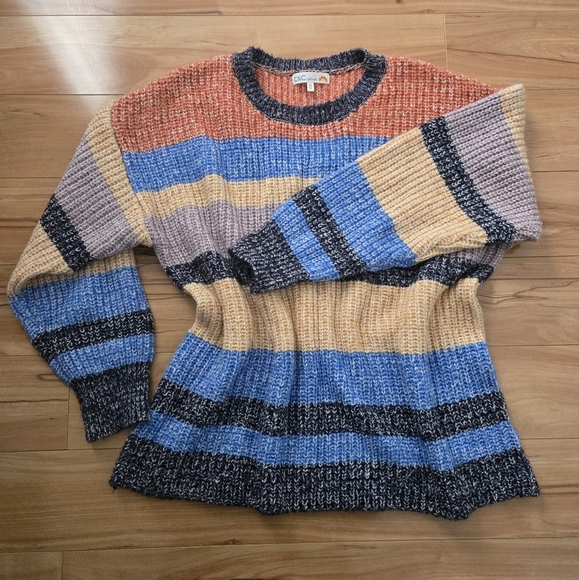 C&C California Women's Multi-Color Stripe Sweater 1X - Picture 3 of 7